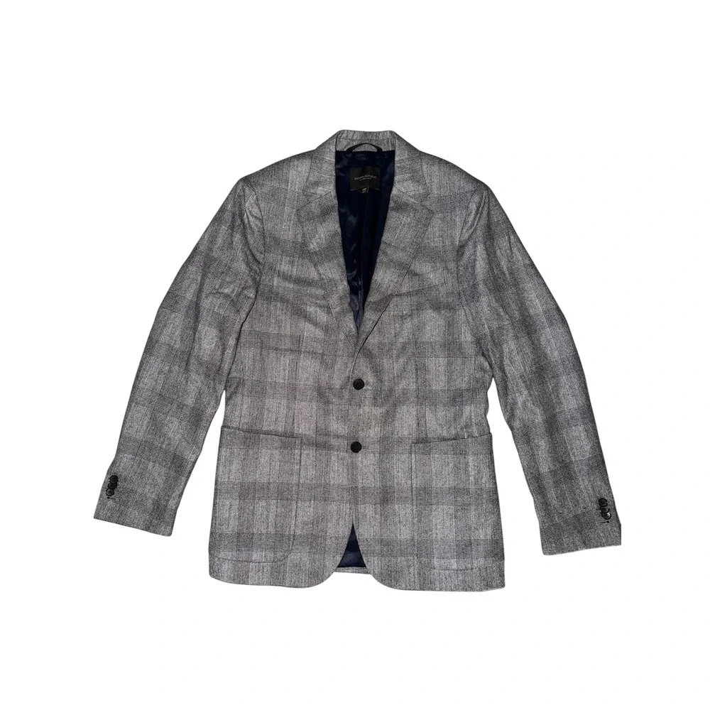 Banana Republic Vitale Barberis Canonico Wool Blazer Grey Plaid 38R Slim Fit A1